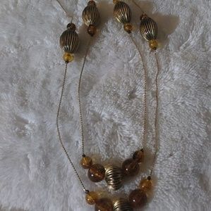 Beautiful Brass Necklace with Amber Stones🌷